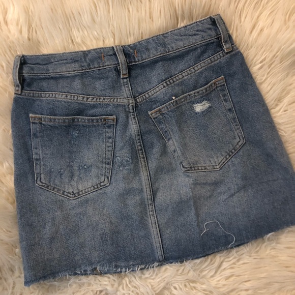 Free people distressed raw hem denim a-line skirt - Picture 6 of 6